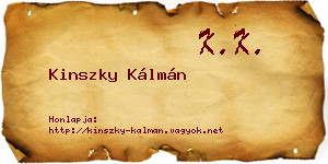 Kinszky Kálmán névjegykártya